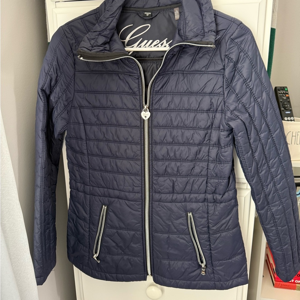 Guess Women's Dark Blue Puffer Jacket